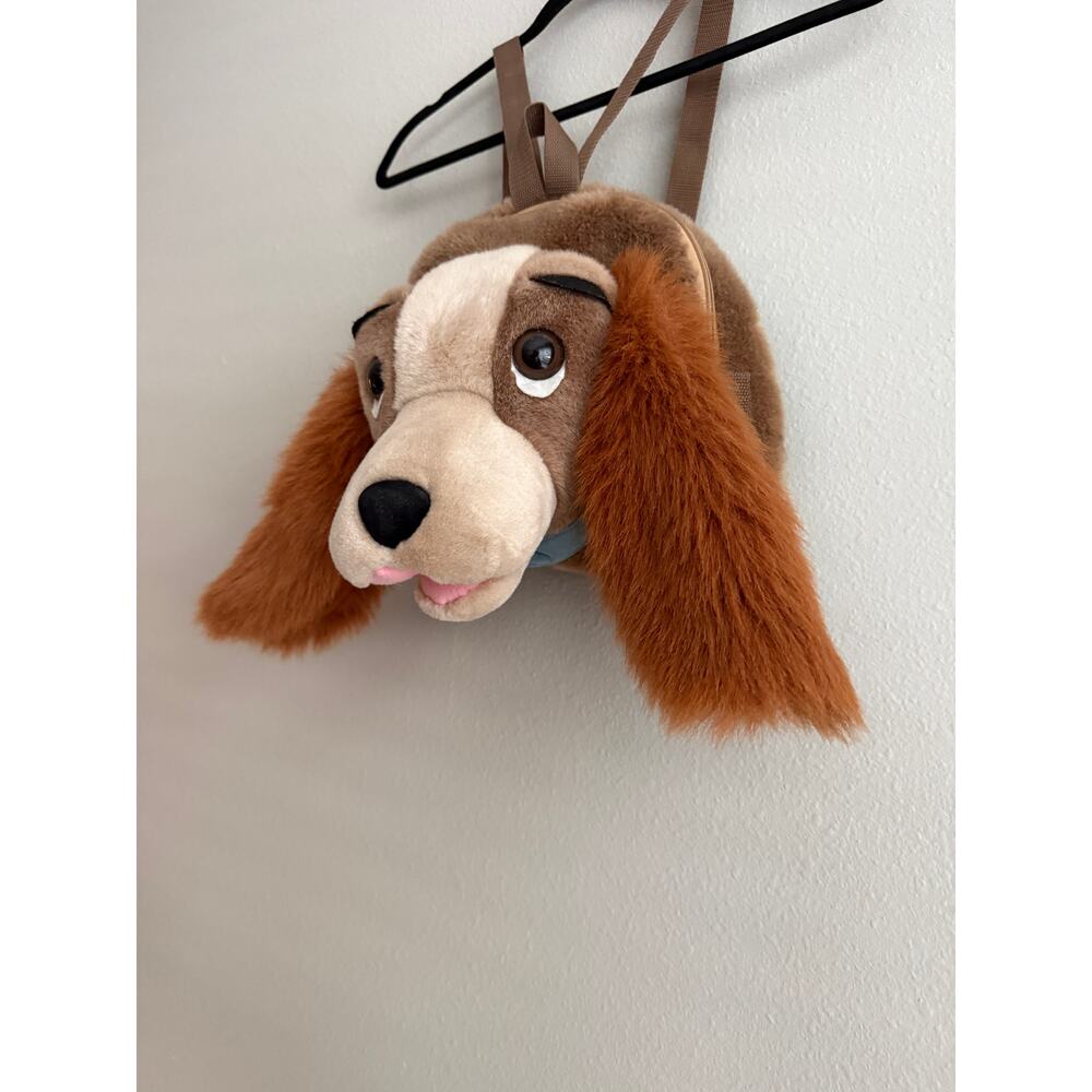 VINTAGE 90s Disney Lady & The Tramp Plush Backpack Bag Fluffy Ears Lady Dog - Picture 5 of 12